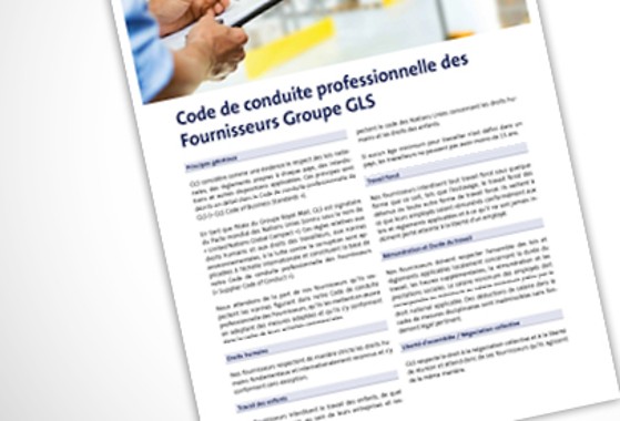 Extrait code conduite professionnelle fournisseurs GLS France